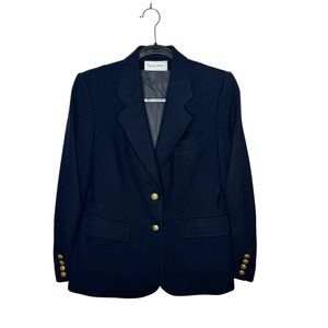 Evan Picone Blazer Women’s Navy Blue 100% Wool Gold Crested Buttons VTG S est.